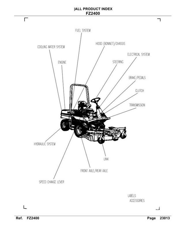 Kubota-FZ2400 FZ21 RC60 RC72 Front Mower Parts Manual