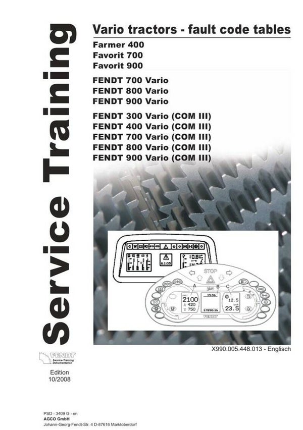 Fendt Farmer Favorit Vario Fault Codes Manual