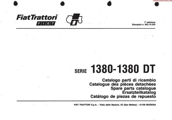 Fiat 1380 and 1380 DT Parts Manual