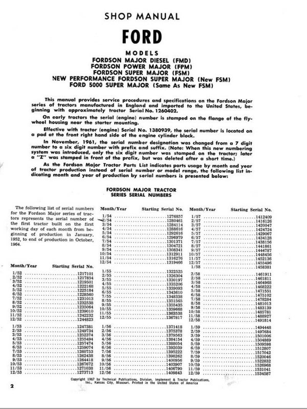 Ford Major all models TMM Workshop Manual