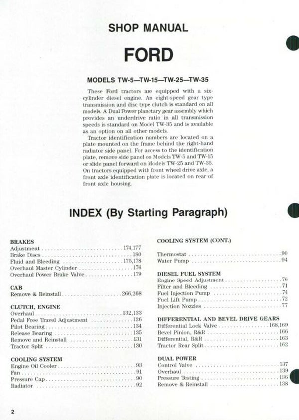 Ford TW5 TW15 TW25 TW35 TMM Workshop Manual