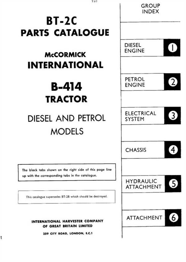 Case IH B414 Tractor Parts Manual