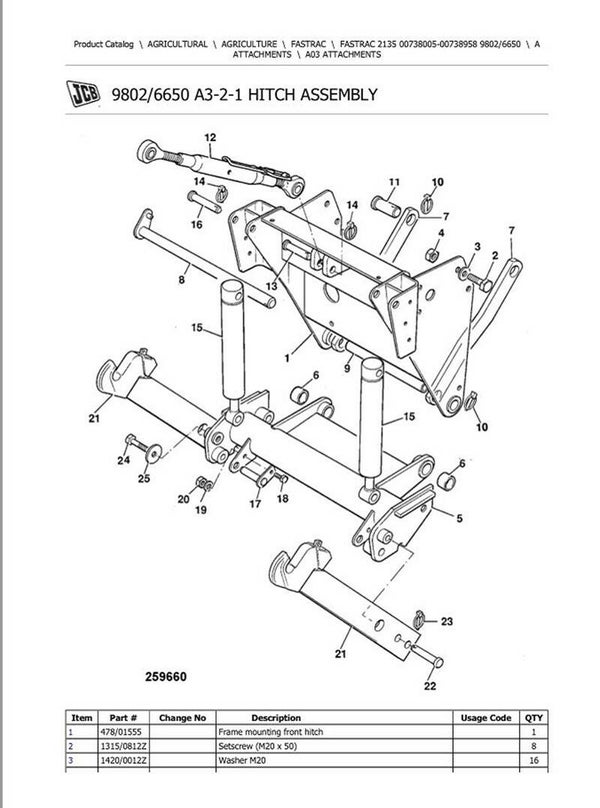 Jcb 2135_Fastrac_Parts_Catalogue Manual