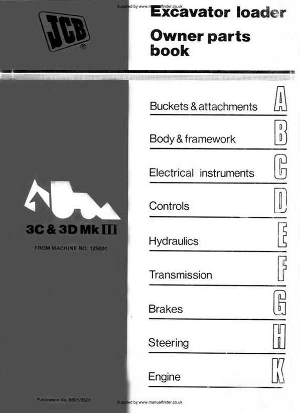 JCB 3DC MK3 Parts Manual