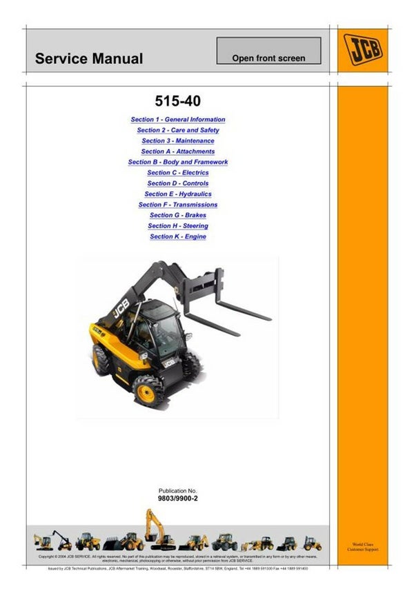 Jcb 515-40 Loader Workshop Manual