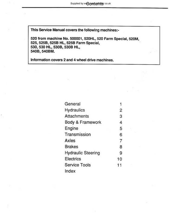 JCB Farm Loadall Workshop Manual