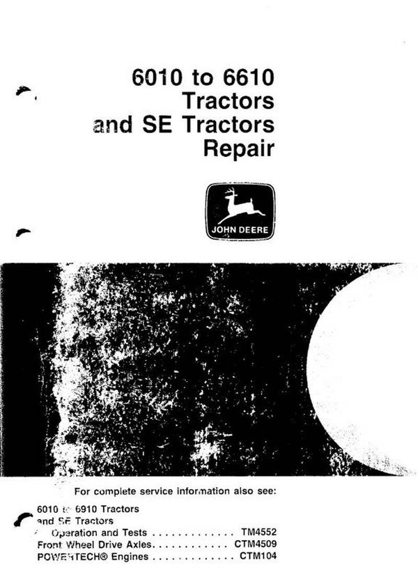 John Deere 6010 to 6910 Tractors FULL SET Workshop Manuals