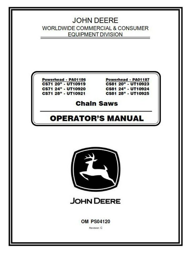 John Deere CS71 CS81 Chainsaw Operators Manual