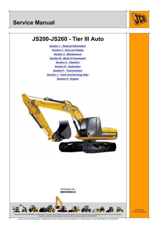 JCB 200 260 Tracked_Excavator_Service Workshop Manual