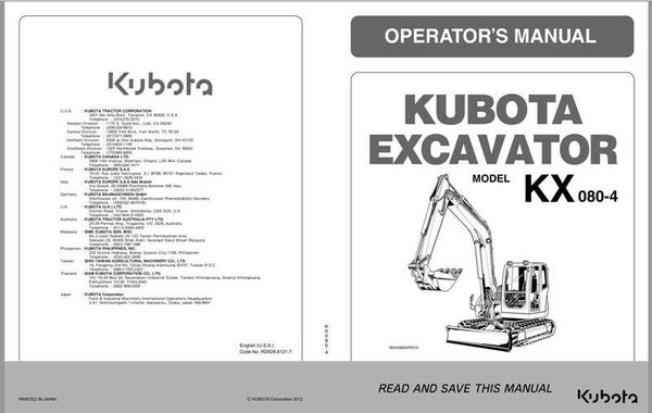 Kubota Excavator KX080 series Operators Manual