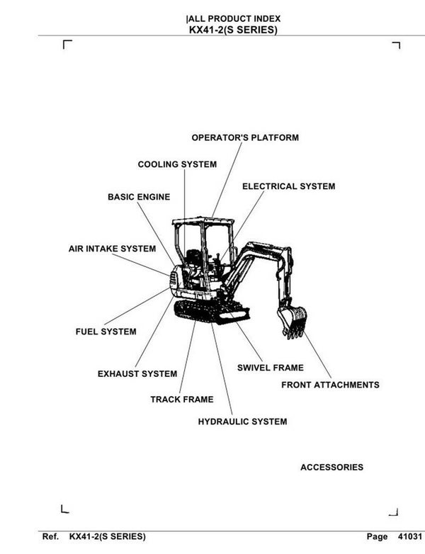 Kubota KX41-2 (S series) parts Manual