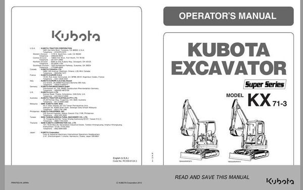 Kubota Excavator KX71 series Operators Manual