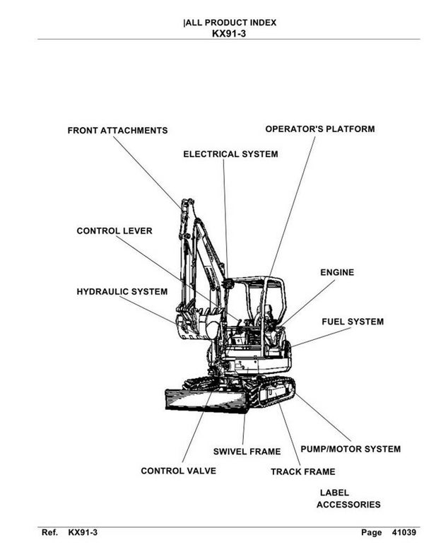 Kubota KX91-3 parts Manual