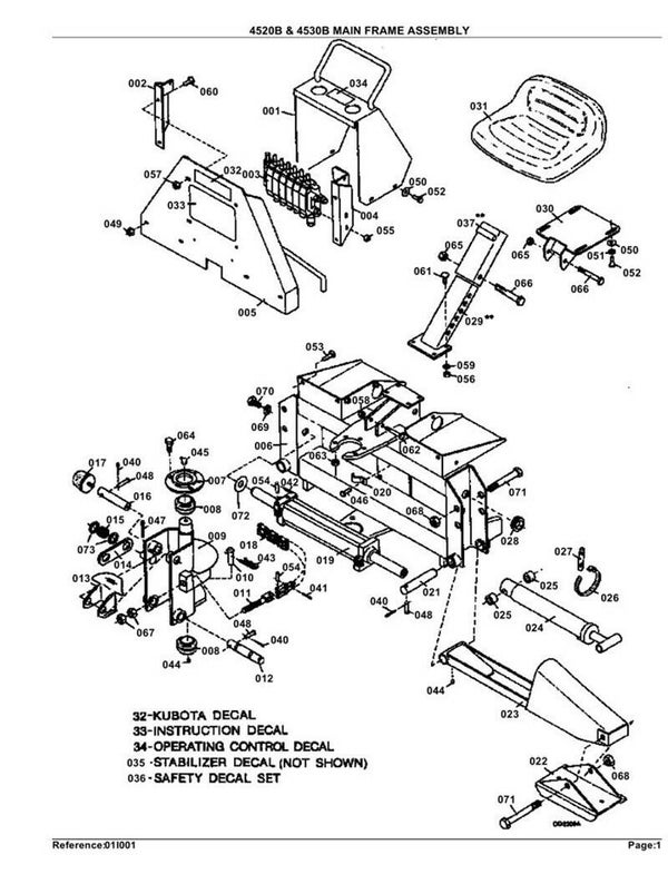Kubota L4530B backhoe parts Manual