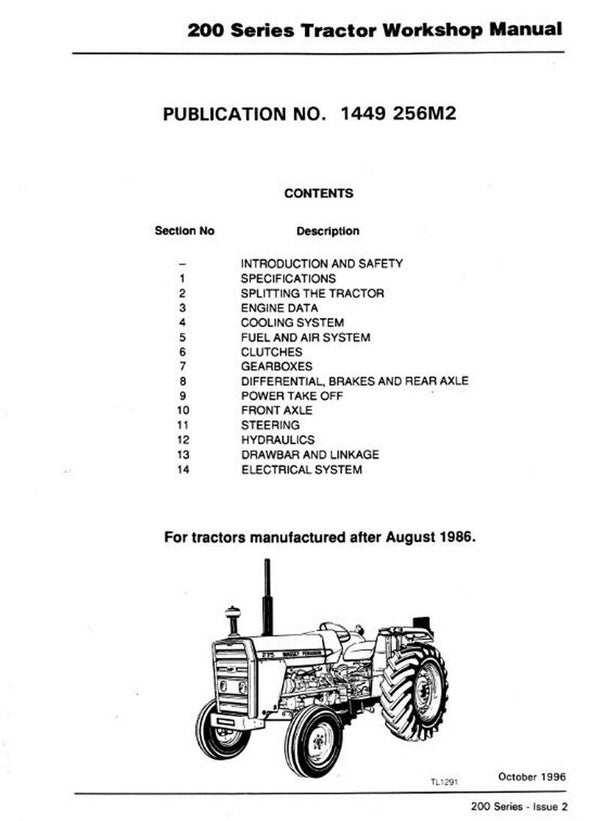 Massey Ferguson 200 series all models Dealers Workshop Manual