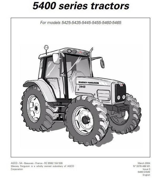 Massey Ferguson 5400 series Operators Manual