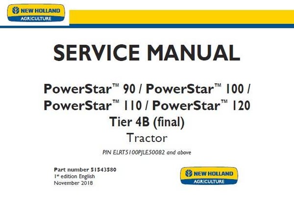 NHTR New Holland PowerStar 90 PowerStar 100 PowerStar 110 PowerStar 120 Tier 4B (final) Tractor Service Repair Manual SD