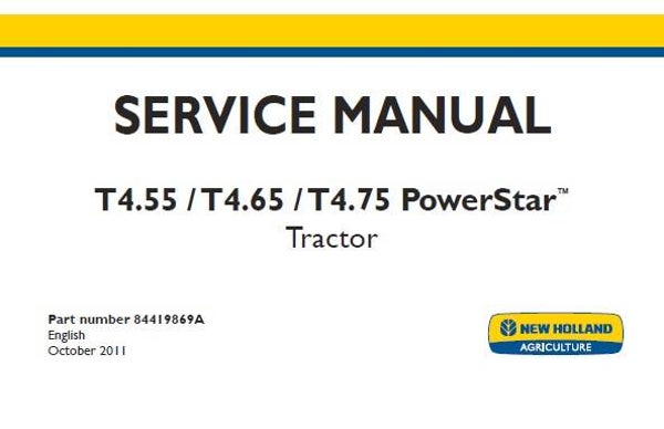 NHTR New Holland T4.55, T4.65, T4.75 PowerStar Tractor Service Repair Manual 2011 SD