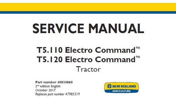 NHTR New Holland T5.110 Electro Command, T5.120 Electro Command Tractor Service Repair Manual (NA) SD