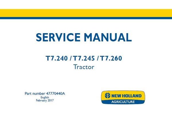 NHTR New Holland T7.240, T7.245, T7.260 Tractor Service Repair Manual SD