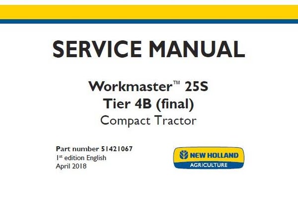 NHTR New Holland Workmaster 25S Tier 4B (final) Compact Tractor Service Repair Manual SD