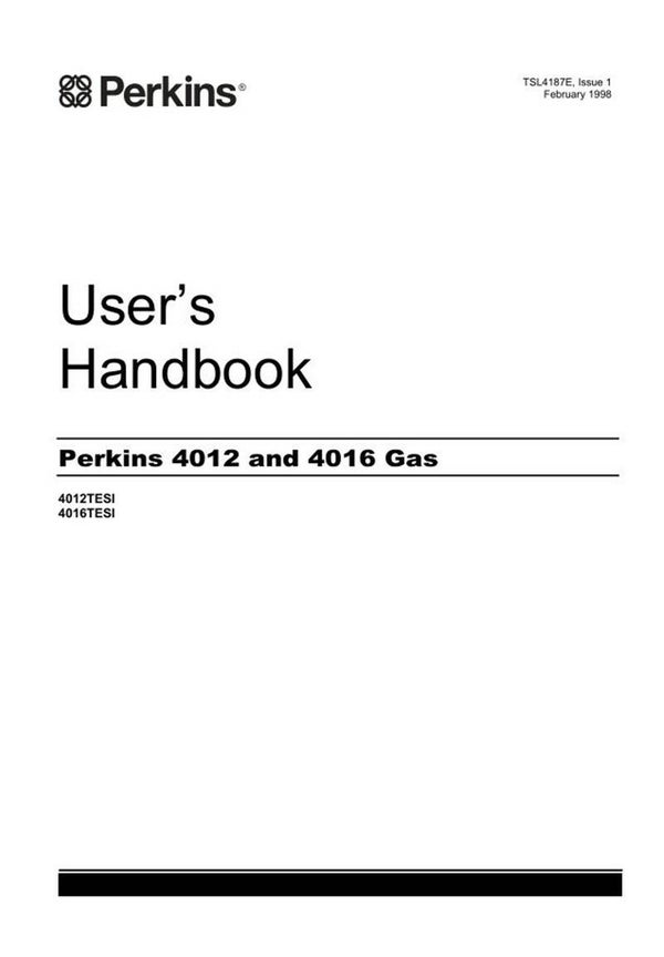 Perkins  4012 and 4016 Gas Engine  Operators Manual
