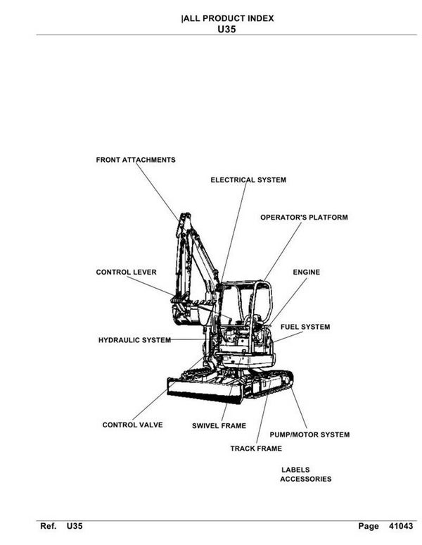Kubota U35 Parts Manual