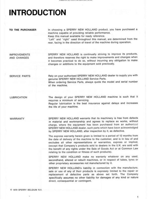 B2 New Holland 368 Baler Operators and Service Manual