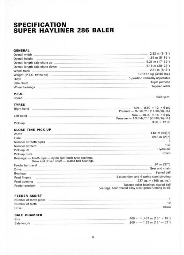 B2 New Holland Super Hayliner 286 Baler Operators and Service Manual