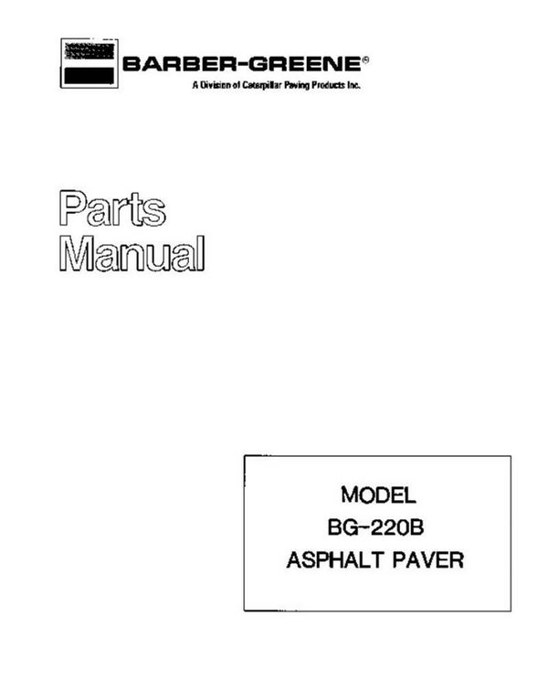 BG 22 0B Paver Parts Manual