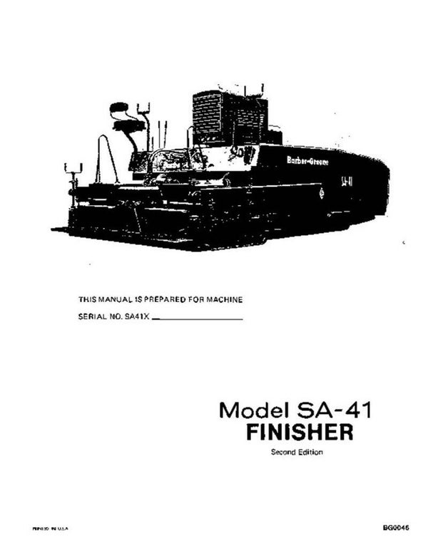 SA41 Finisher Parts Manual