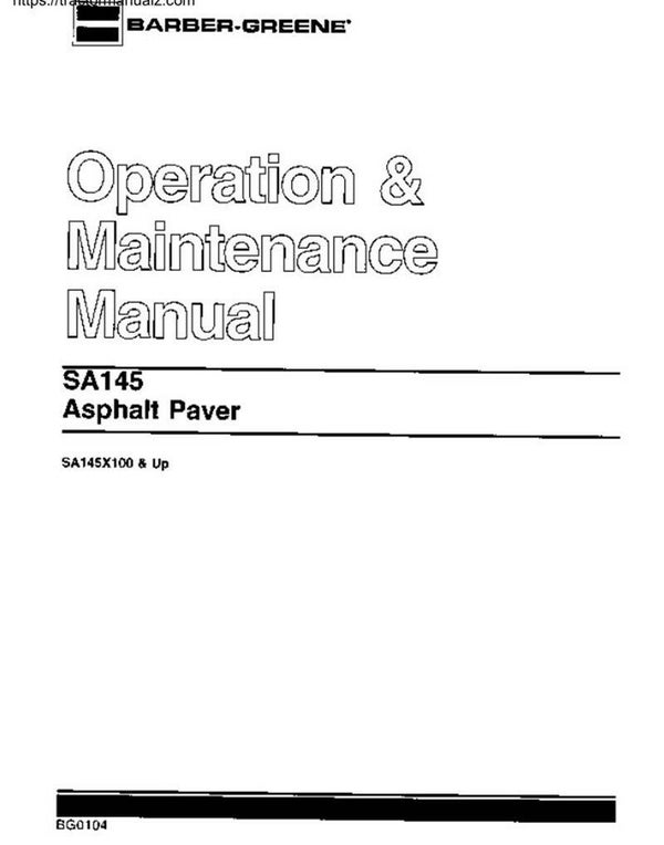 SA145 Paver Operating Manual
