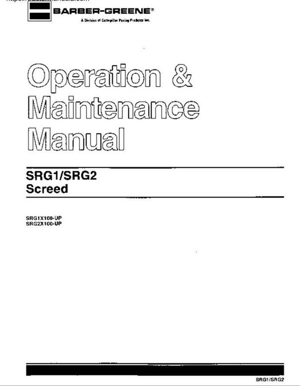 SRG1 SRG2 Screed Operating Maintenance Manual