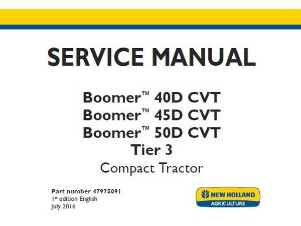 New Holland Boomer 40D CVT , Boomer 45DNew Holland Boomer 41 , Boomer 47 Tier 4B (final) Compact Tractor Service Repair Manual 23