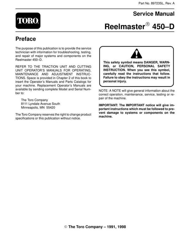Toro-Reelmaster-450-D Workshop Manual-SM-02547