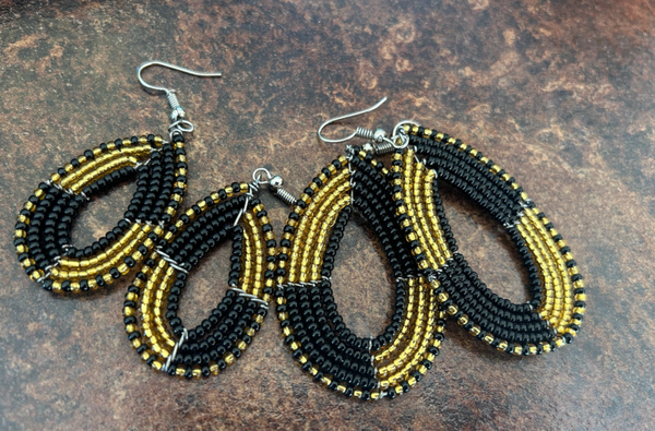 Teardrop shaped Maasai earrings £5 each pair or smaller ones £4 a pair