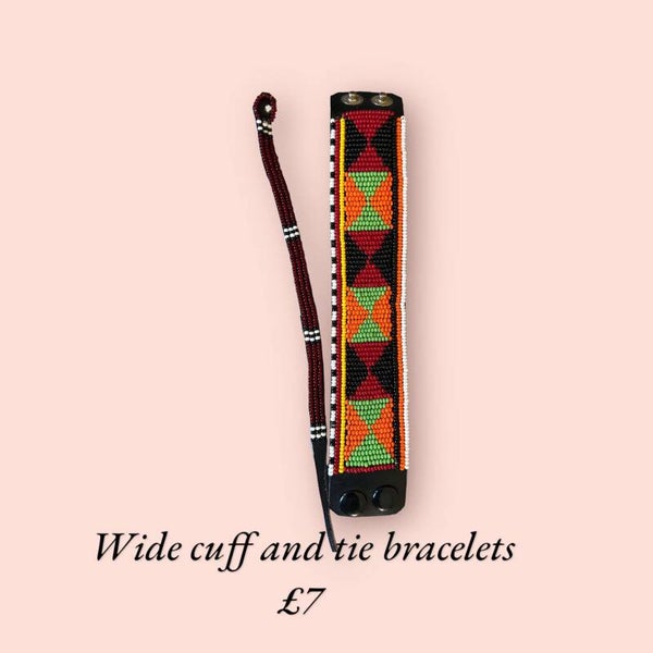 Bracelets mostly red and black