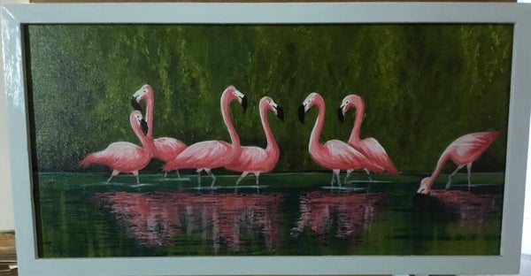 “A Flamboyance Of Flamingos “ Acrylic Painting