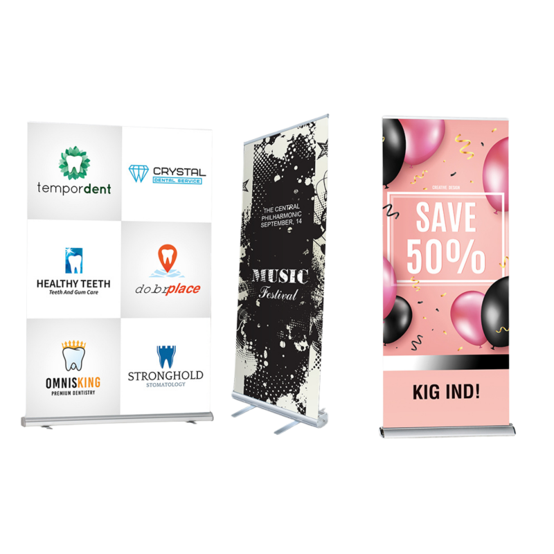 Beachflagg, rull-up, skilt og fasade,.