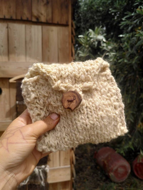 Natural knit pouch
