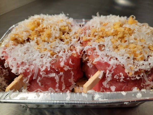 2 X 180 GRAM CARPACCIO MISTO. 15 - 20 min 200 C. Biefstuk - truffel - walnoot - parmezaan - paddestoelen saus.