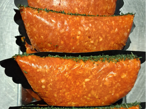 120 GRAM GEVULDE SCHELP gehakt - ham en kaas vulling