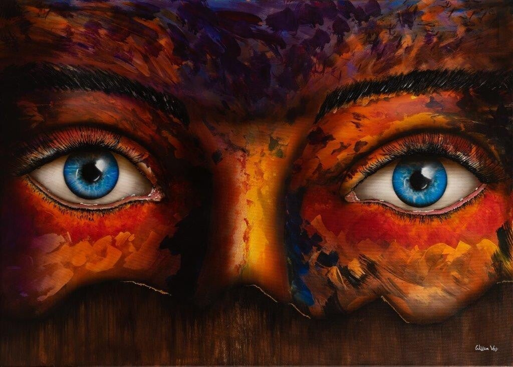 Expressive contemporary painting by Willem Vos, Dutch painter in Dwingeloo