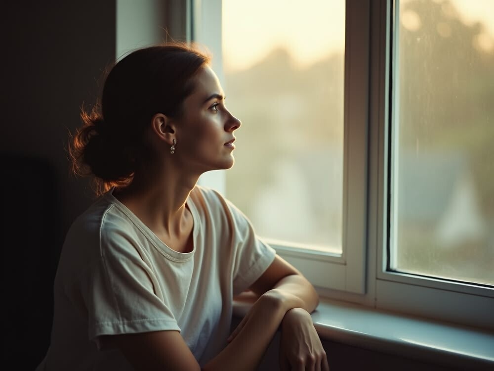  personne réfléchissant seule sur sa relation amoureuse et ses émotions