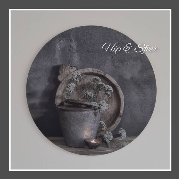 Muurcirkel zinken emmer met gipskruid 30cm