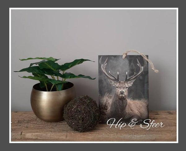 Houten decobordje liggend Edelhert nr. 10