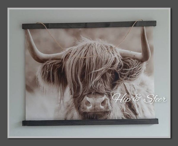 Wanddoek hooglander kop sepia