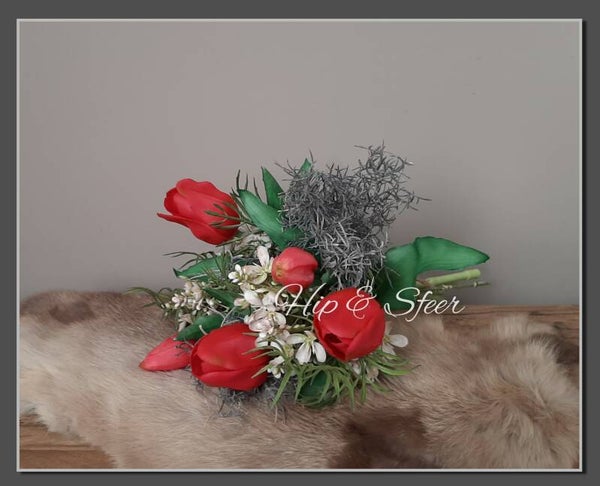 Boeket kunst tulpen rood