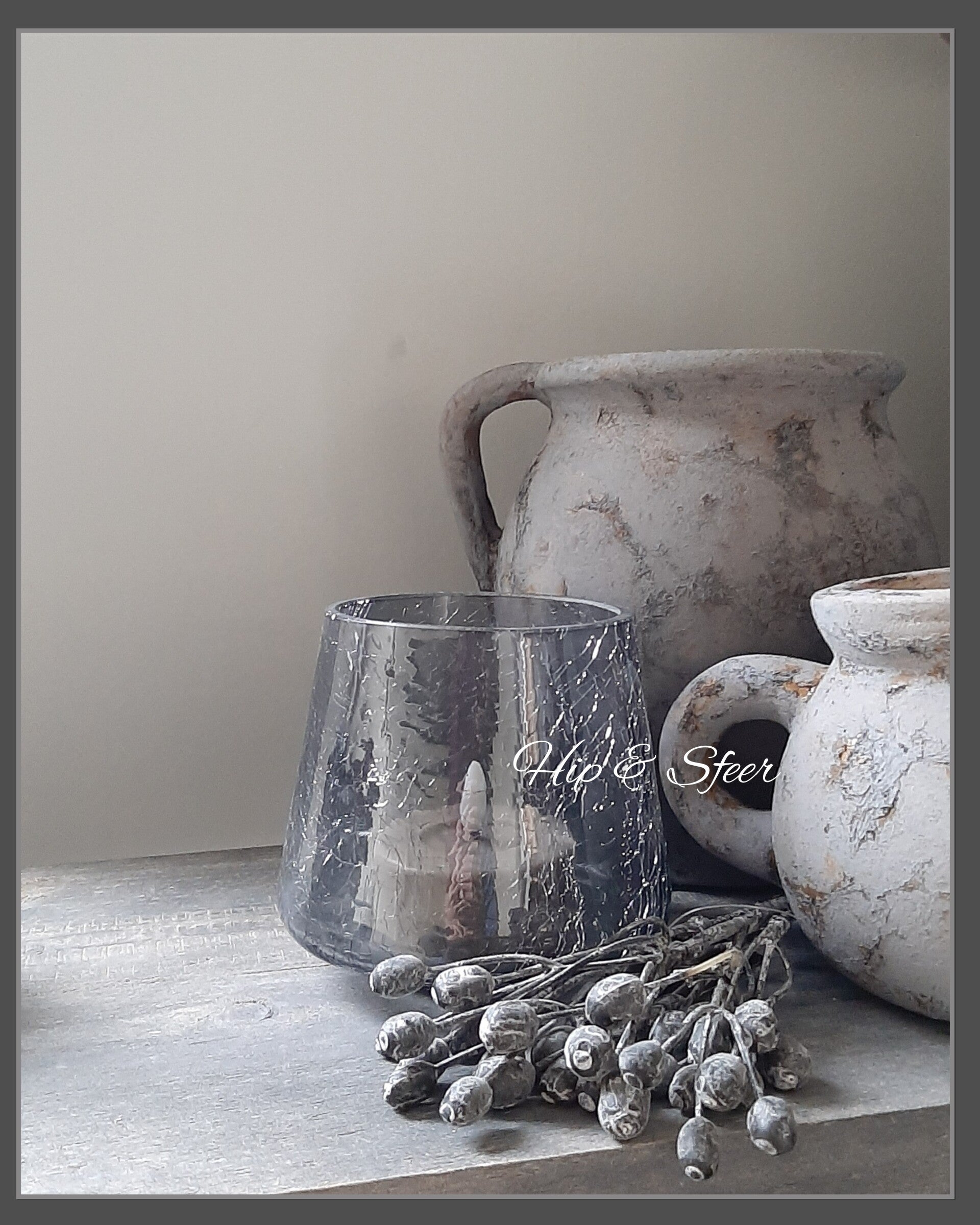Zwart Crackle Windlicht