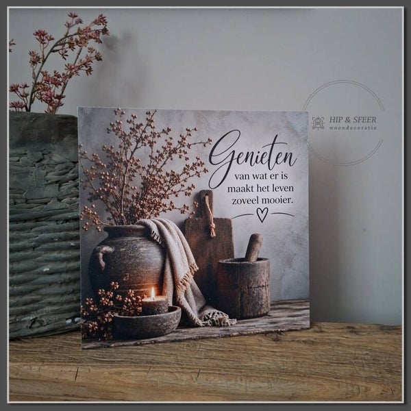 Houten muurbord 'Genieten'